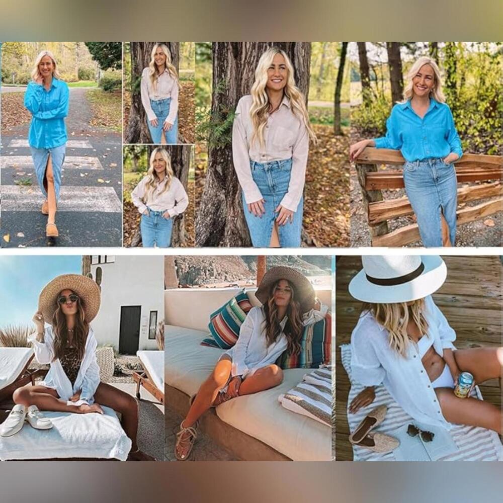 NWT Aoudery Cotton Oversized Boyfriend Button Down Shirt, XL